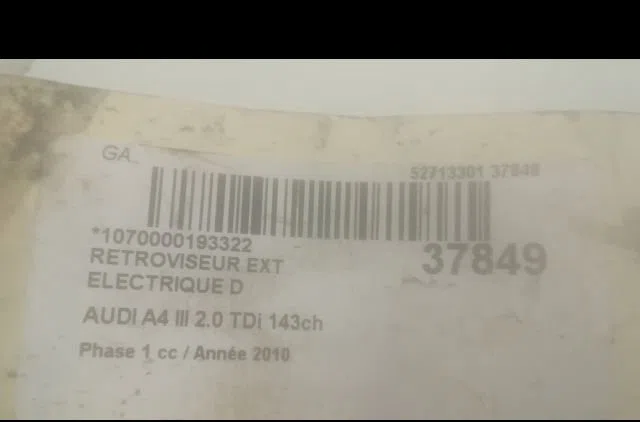 Retroviseur exterieur electrique droit Audi A4 B8 (8K2) 2.0 tdi (2007-2015) occasion