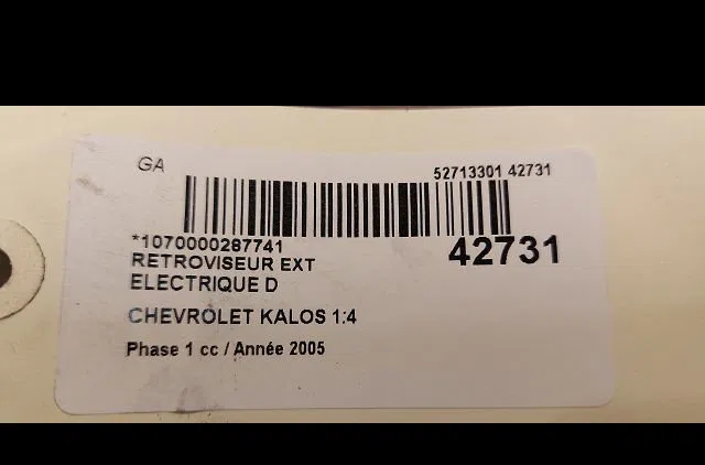 Retroviseur exterieur electrique droit Chevrolet AVEO - KALOS 3-5 portes (T200) 1.4 (2005-2008) occasion