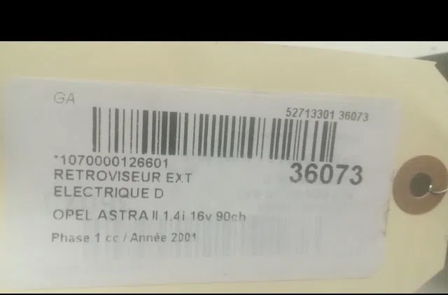 Retroviseur exterieur electrique droit Opel ASTRA G 3-5 portes (T98) 1.4 16v (f08, f48) (1998-2005) occasion