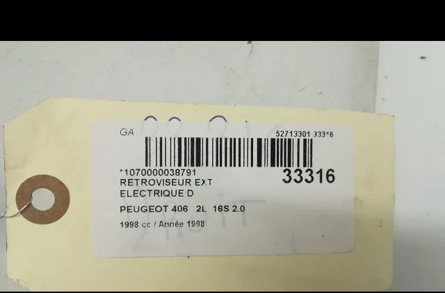 Retroviseur exterieur electrique droit PEUGEOT 406 COUPE 1998 occasion