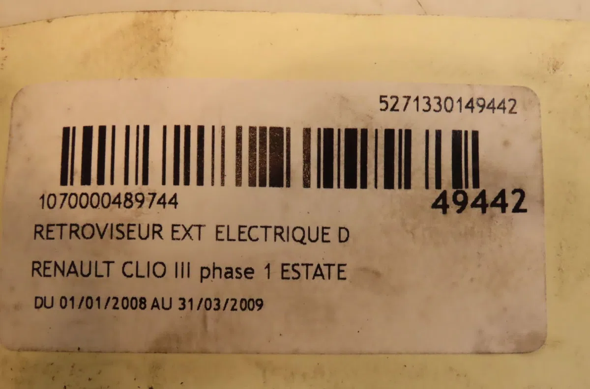 Retroviseur exterieur electrique droit Renault CLIO III Grandtour (KR0-1_) 1.2 16v (kr0p) (2007-2012) occasion