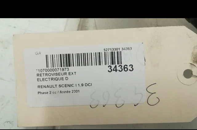 Retroviseur exterieur electrique droit RENAULT SCENIC I 2001 occasion