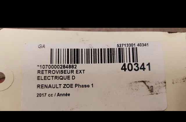 Retroviseur exterieur electrique droit Renault ZOE (BFM_) Zoe (2012) 5 portes occasion