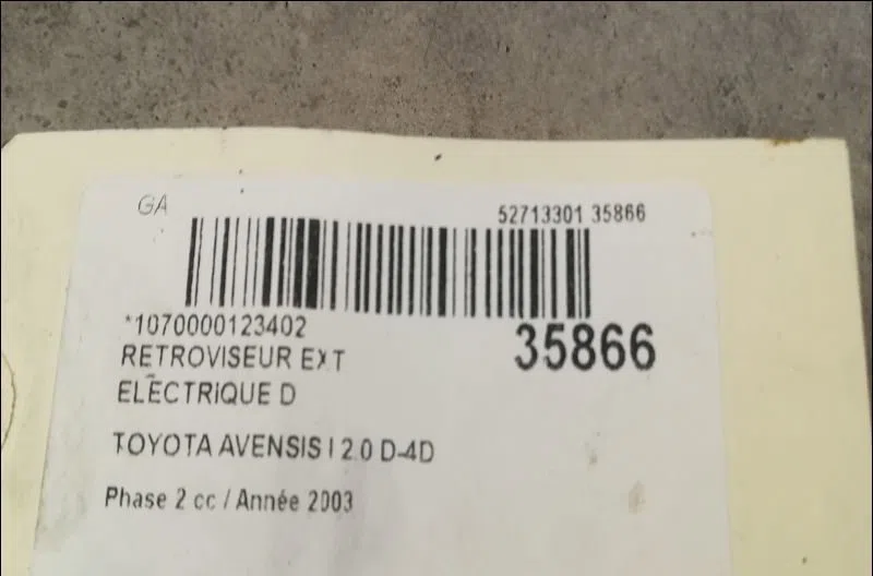 Retroviseur exterieur electrique droit Toyota AVENSIS (_T25_) 2.0 d-4d (cdt250_) (2003-2008) occasion