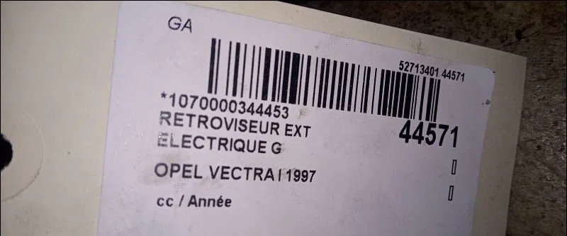 Retroviseur exterieur electrique gauche Opel VECTRA B 3-5 portes (J96) 2.0 i 16v (f68) (1995-2000) occasion