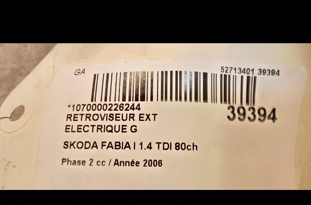 Retroviseur exterieur electrique gauche Skoda FABIA I (6Y2) 1.4 tdi (2005-2008) occasion