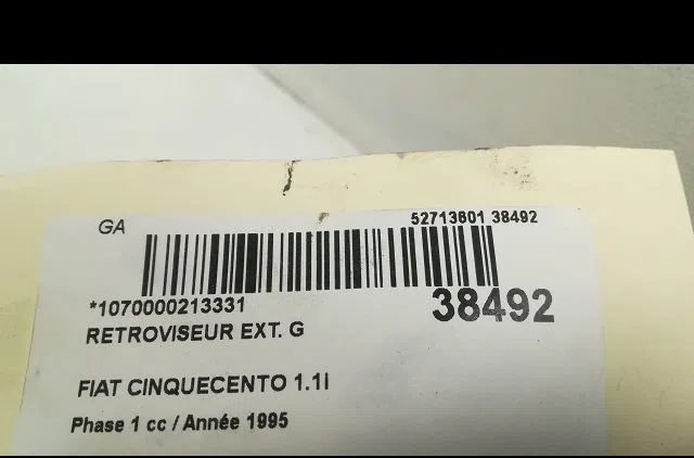 Retroviseur exterieur gauche Fiat CINQUECENTO (170_) 1.1 sporting (170ah) (1994-1998) occasion