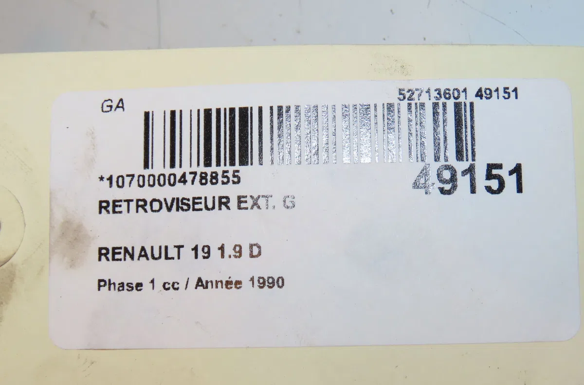Retroviseur exterieur gauche Renault 19 I Chamade (L53_) 1.9 d (l534, l53j) (1989-1992) occasion