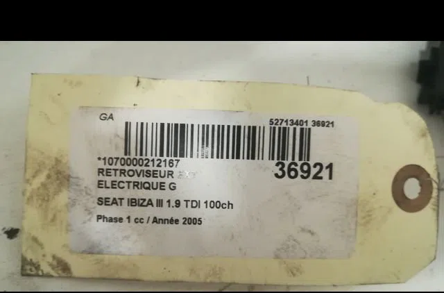 Retroviseur exterieur gauche Seat IBIZA III (6L1) 1.9 tdi (2002-2009) 5 portes occasion