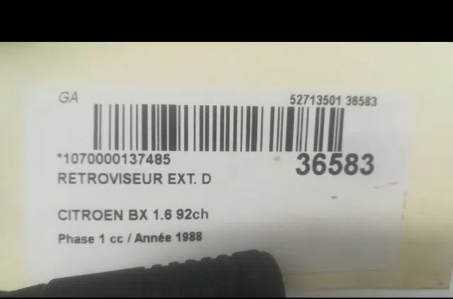Retroviseur exterieur manuel droit Citroen BX (XB-_) 16 (1987-1993) occasion