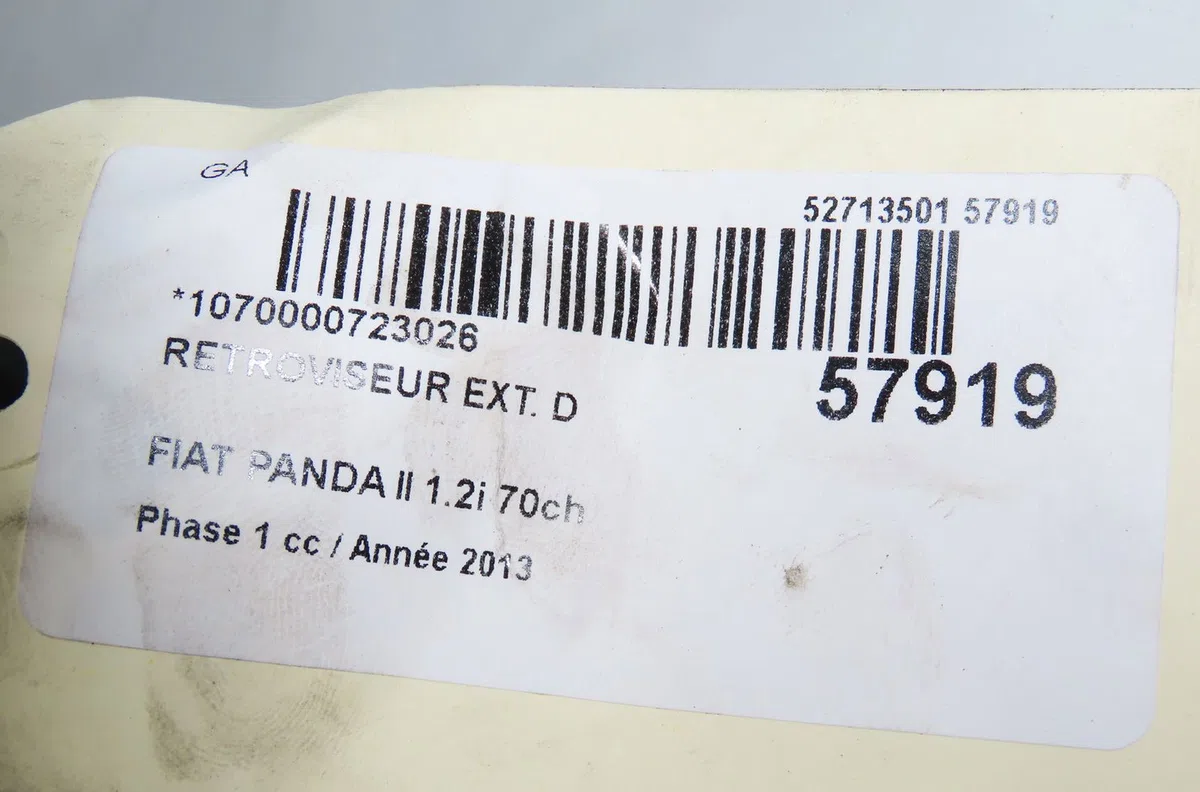 Retroviseur exterieur manuel droit Fiat PANDA (169_) 1.2 (169axf2a, 169axf1a) (2010-2013) occasion