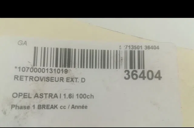 Retroviseur exterieur manuel droit Opel ASTRA F Break (T92) 1.6 si (f35, m35) (1992-1994) occasion