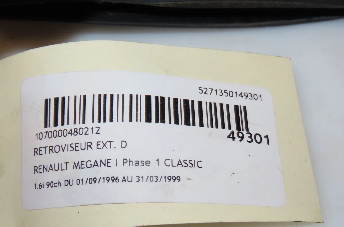 Retroviseur exterieur manuel droit Renault MEGANE I Classic (LA0-1_) 1.6 e (la0f, la0s) (1996-1999) occasion