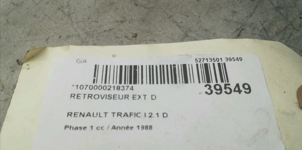 Retroviseur exterieur manuel droit Renault TRAFIC Camionnette (T1, T3, T4, T2) 2.1 d (1980-1989) occasion