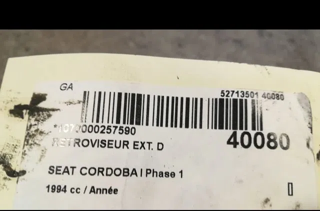 Retroviseur exterieur manuel droit Seat CORDOBA (6K1, 6K2) 1.6 i (1993-2002) occasion