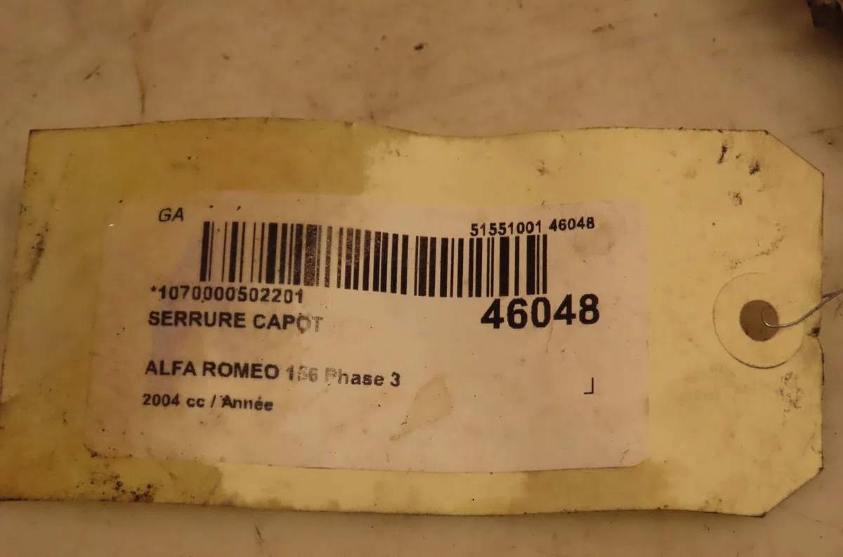 Serrure capot ALFA ROMEO 156 2004 occasion