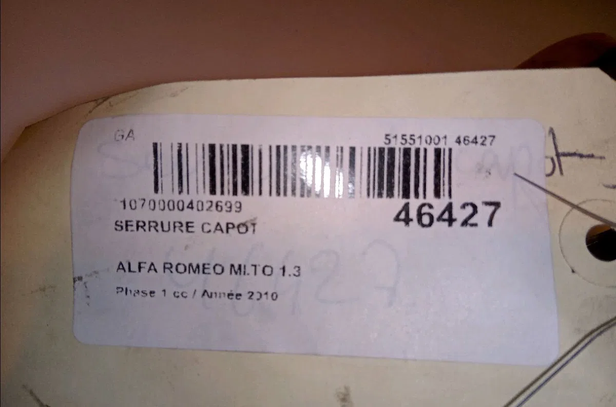 Serrure capot Alfa romeo MITO (955_) 1.3 multijet (955axp1a, 955ayc1a) (2009-2018) 3 portes occasion