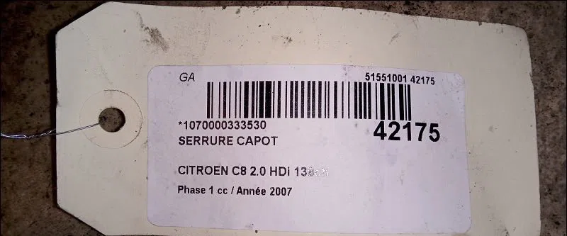 Serrure capot Citroen C8 (EA_, EB_) 2.0 hdi 135 (2006) occasion