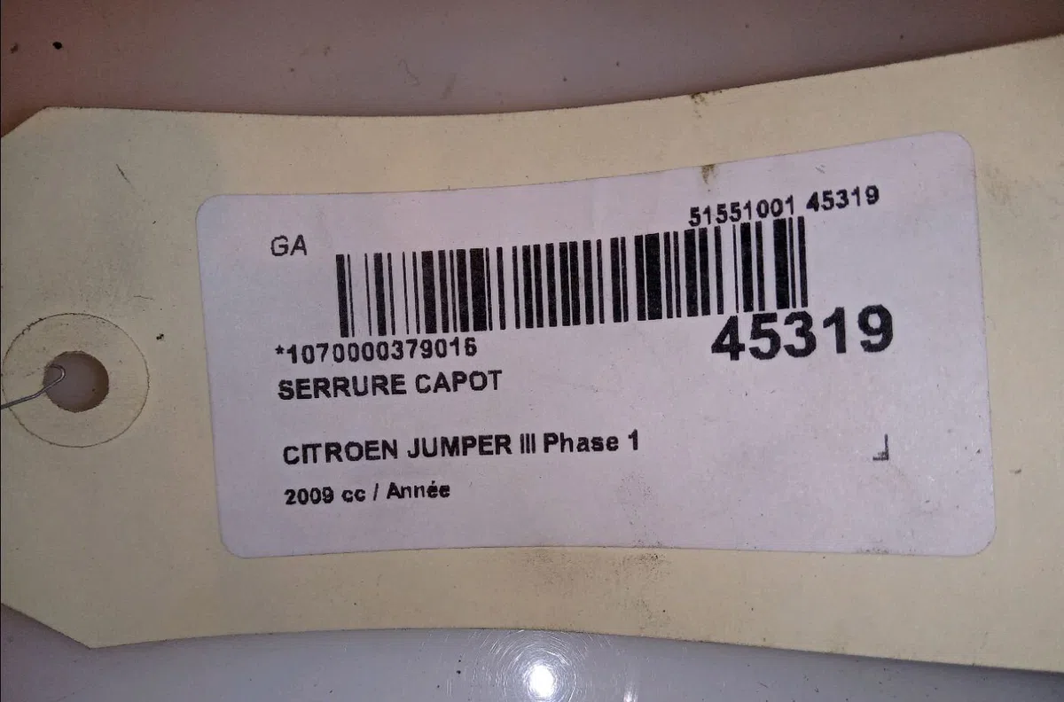Serrure capot Citroen JUMPER Camionnette 2.2 hdi 100 (2006-2012) occasion