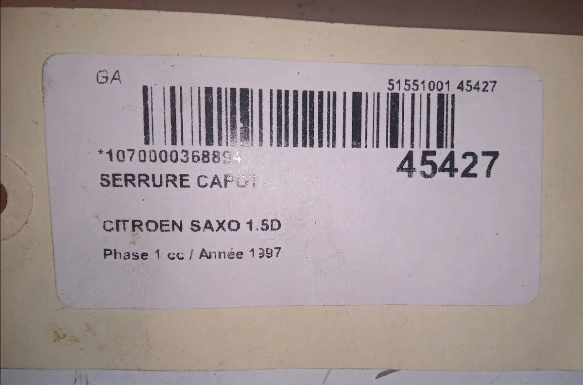 Serrure capot Citroen SAXO (S0, S1) 1.5 d (1996-2001) 5 portes occasion