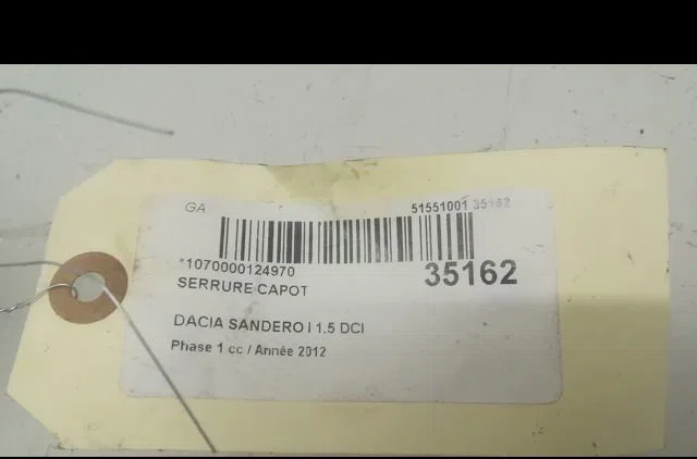 Serrure capot Dacia SANDERO 1.5 dci (2010) 5 portes occasion