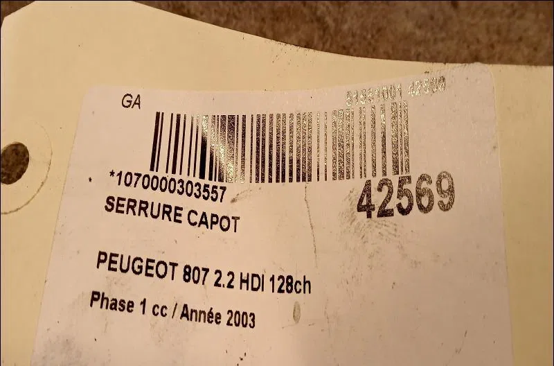 Serrure capot Peugeot 807 (EB_) 2.2 hdi (2002) occasion