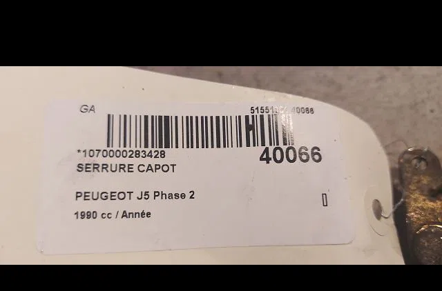 Serrure capot Peugeot J5 Camion plate-forme-Châssis (290L) 2.5 d (1990-1994) occasion