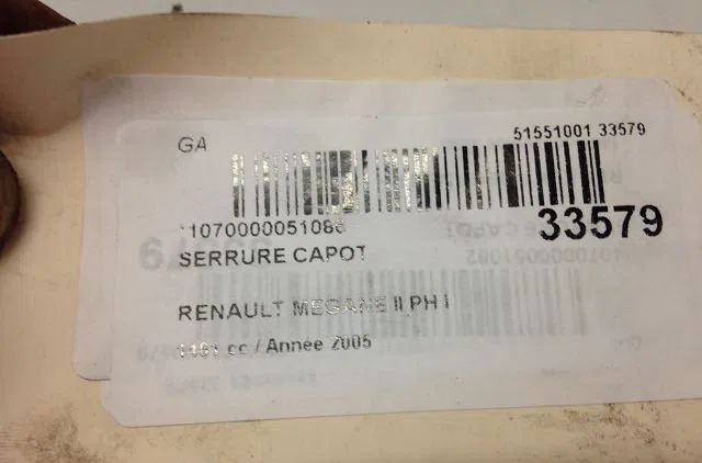 Serrure capot Renault MEGANE II (BM0-1_, CM0-1_) 1.5 dci (bm0f, bm0t, bm2b, cm0f, cm0t) (2002-2008) 5 portes occasion