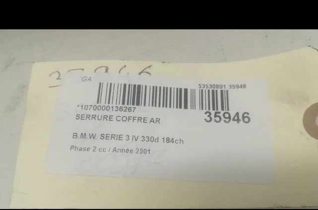 Serrure coffre arrière Bmw 3 (E46) 330 d (1999-2005) occasion