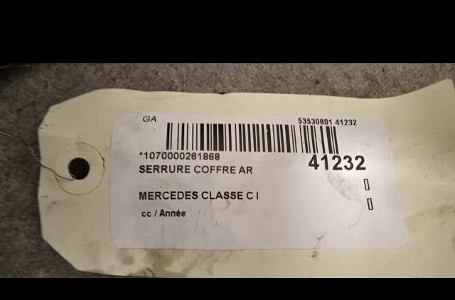 Serrure coffre arrière MERCEDES CLASSE C I occasion