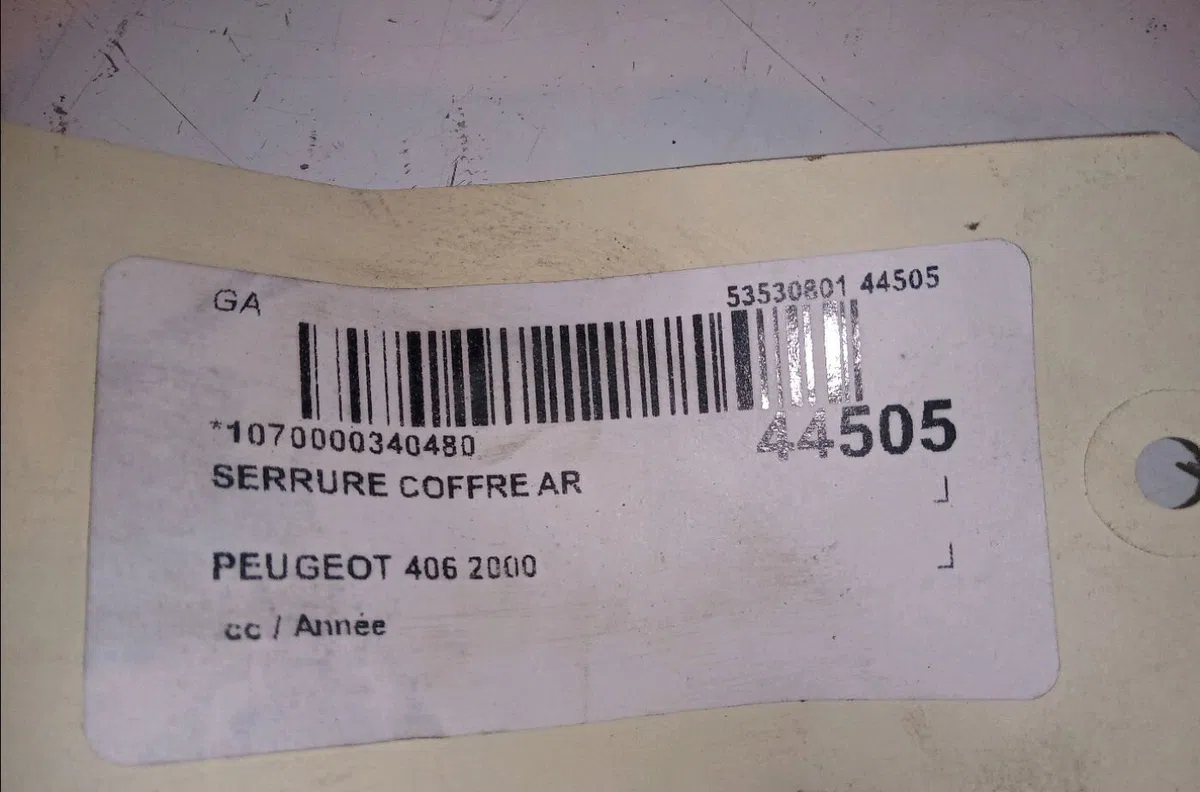 Serrure coffre arrière PEUGEOT 406 2000 occasion
