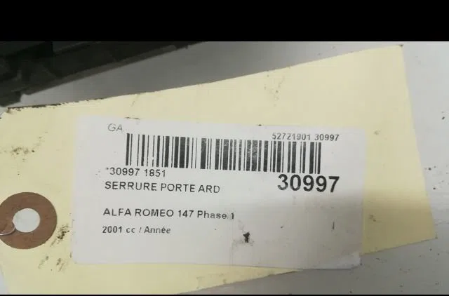 Serrure porte ard ALFA ROMEO 147 2001 occasion