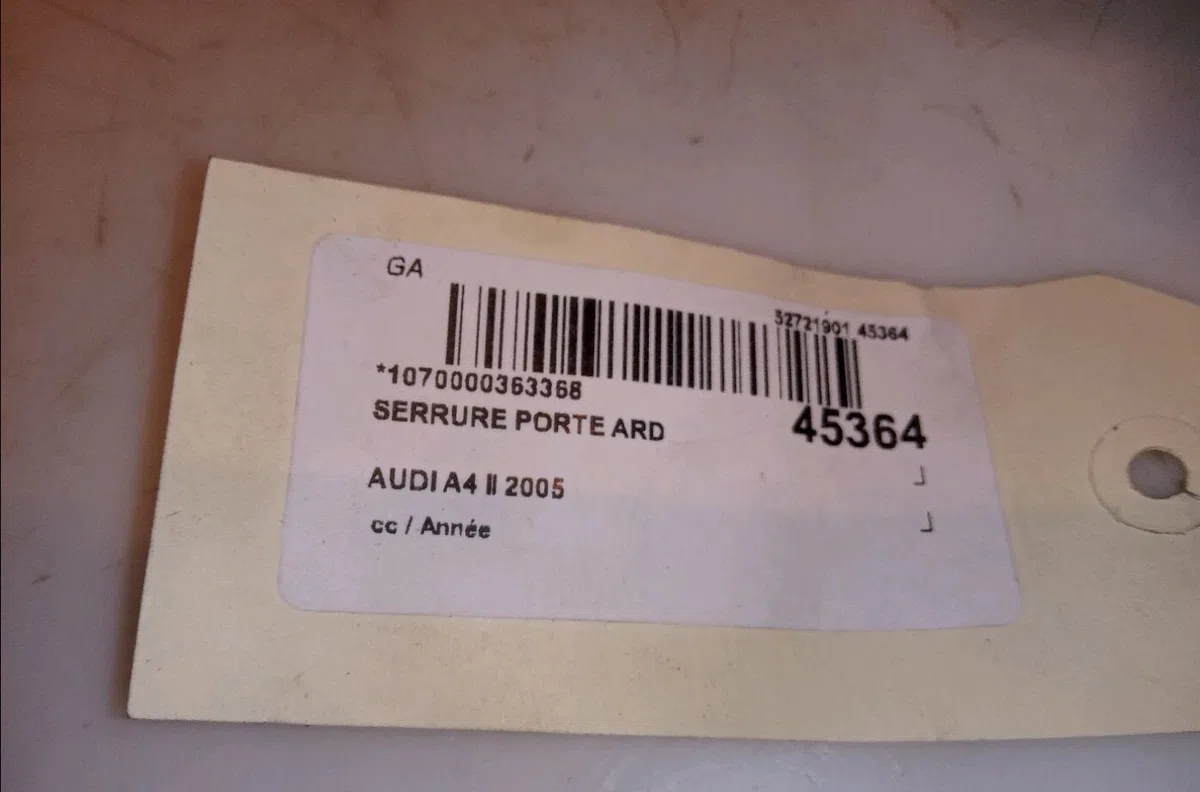 Serrure porte ard Audi A4 B7 Avant (8ED) 2.0 tdi (2004-2008) occasion