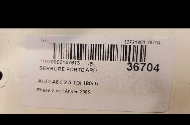Serrure porte ard Audi ALLROAD C5 (4BH) 2.5 tdi quattro (2000-2005) occasion