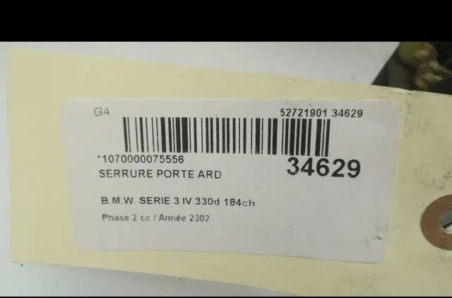 Serrure porte ard Bmw 3 (E46) 330 d (1999-2005) occasion