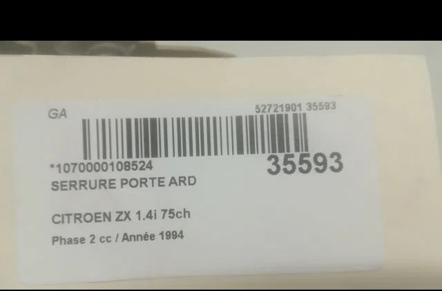 Serrure porte ard Citroen ZX (N2) 1.4 i (1991-1997) 5 portes occasion