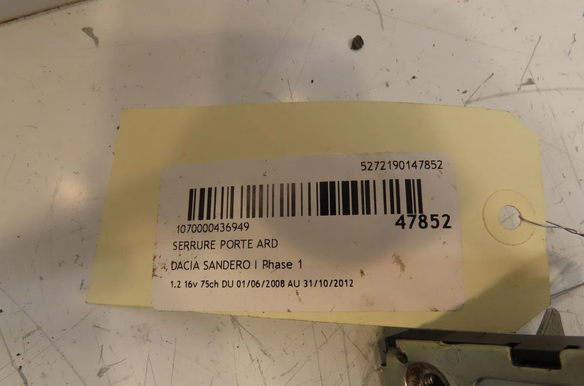 Serrure porte ard Dacia SANDERO 1.2 16v (2008) 5 portes occasion