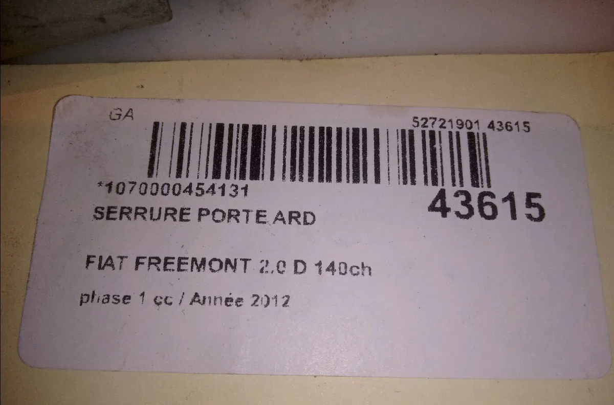 Serrure porte ard Fiat FREEMONT (345_) 2.0 jtd (2011) occasion