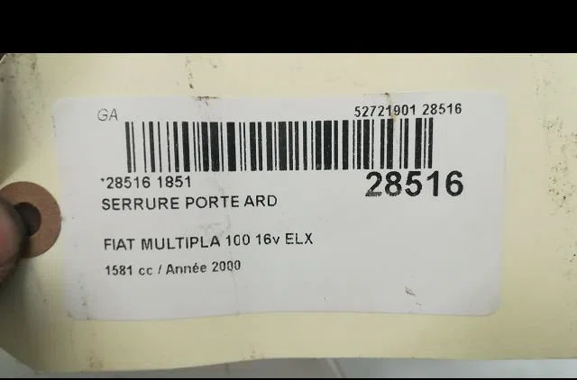 Serrure porte ard FIAT MULTIPLA 2000 occasion