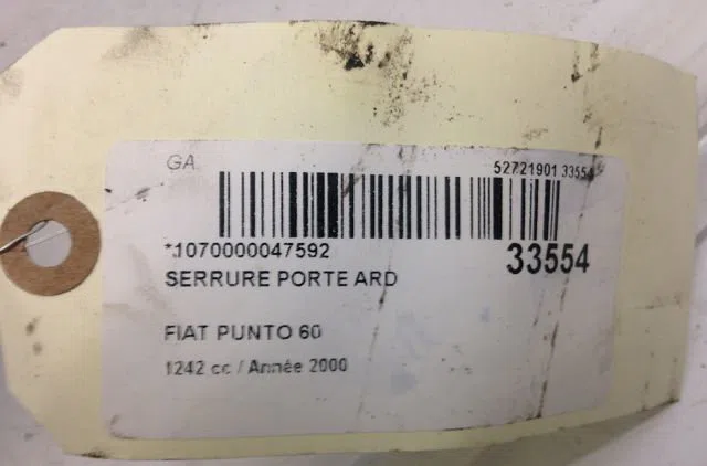 Serrure porte ard Fiat PUNTO (188_) 1.2 60 (188.030, .050, .130, .150, .230, .250) (1999-2010) occasion