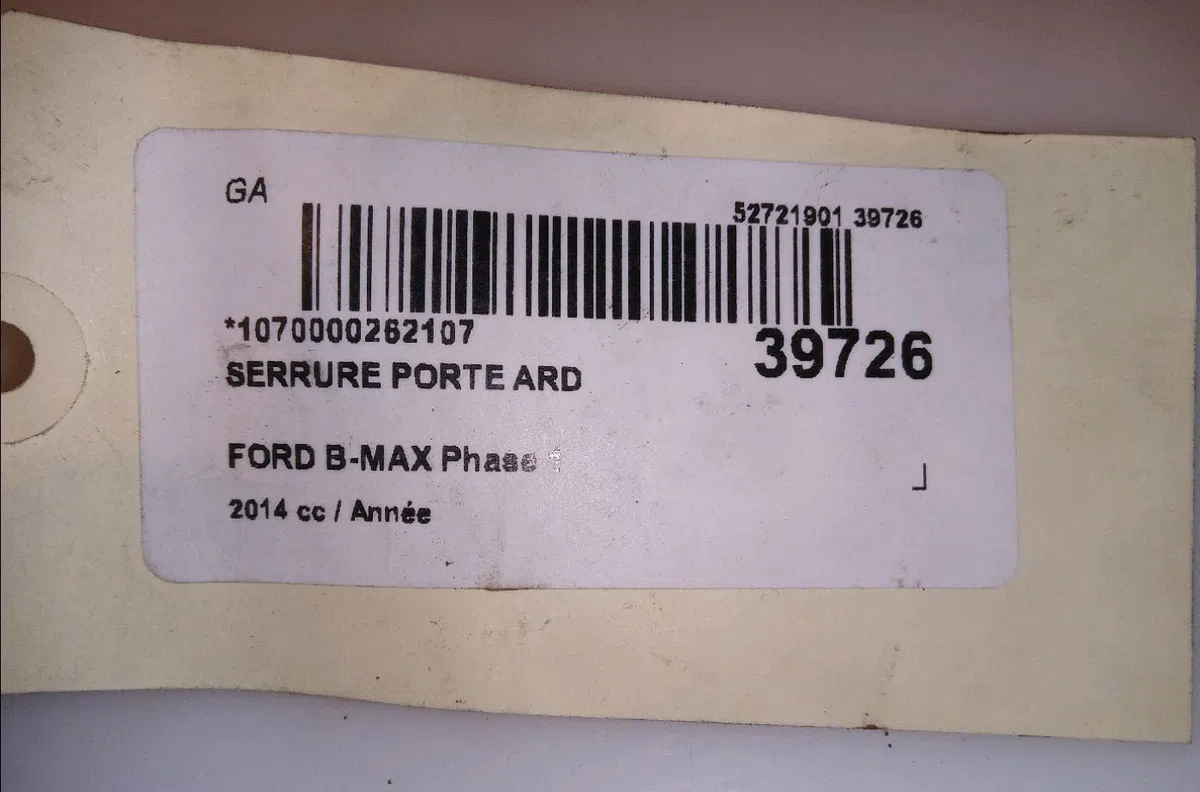 Serrure porte ard Ford B-MAX (JK) 1.0 ecoboost (2012) occasion