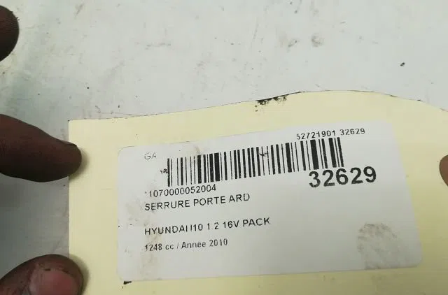 Serrure porte ard Hyundai I10 I (PA) 1.2 (2011-2013) occasion