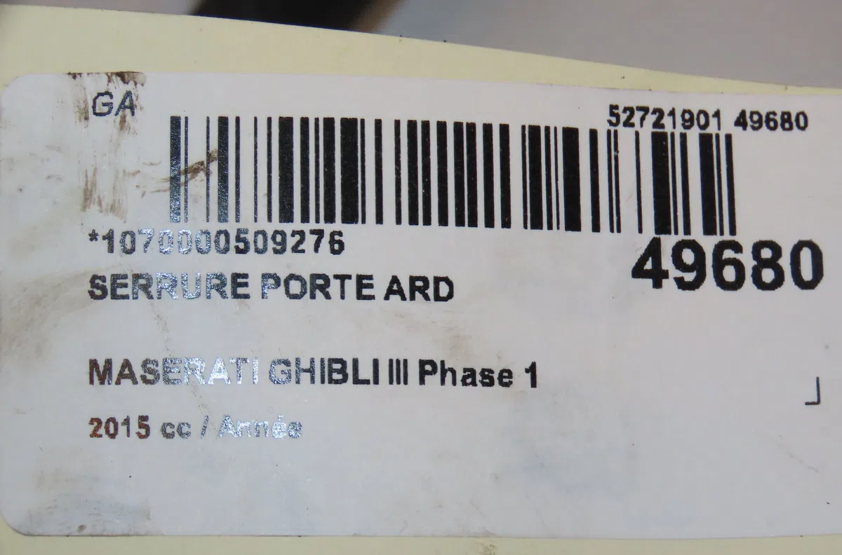 Serrure porte ard Maserati GHIBLI III (M157) 3.0 d (2013) 4 portes occasion