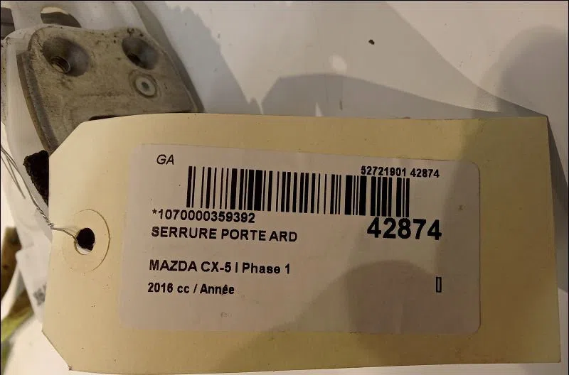 Serrure porte ard Mazda CX-5 (KE, GH) 2.2 d awd (ke102) (2012-2017) 5 portes occasion