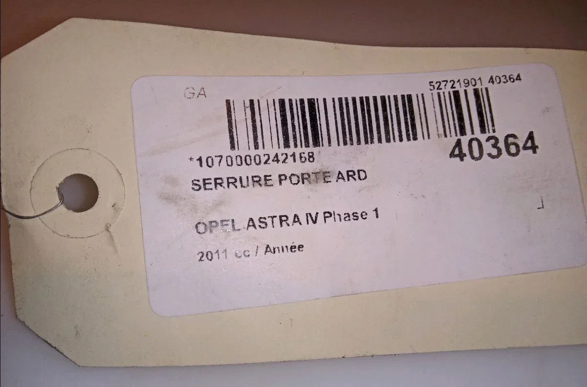 Serrure porte ard Opel ASTRA J (P10) 1.7 cdti (68) (2009-2015) occasion