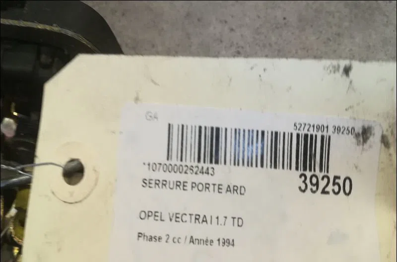 Serrure porte ard Opel VECTRA A 3-5 portes (J89) 1.7 td (f68, m68) (1990-1995) occasion