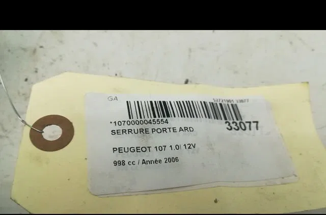 Serrure porte ard Peugeot 107 (PM_, PN_) 1.0 (2005-2014) 3 portes occasion