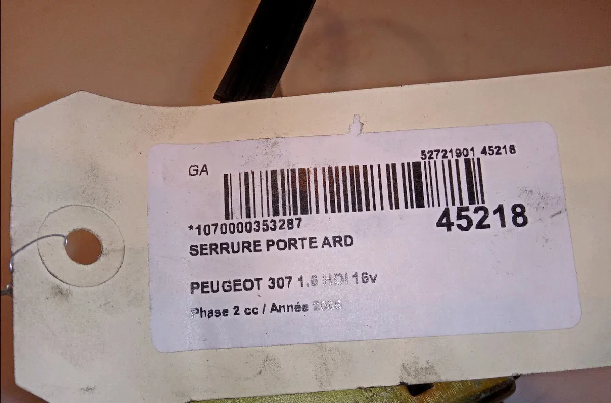 Serrure porte ard Peugeot 307 (3A-C) 1.6 hdi (2005-2009) 5 portes occasion