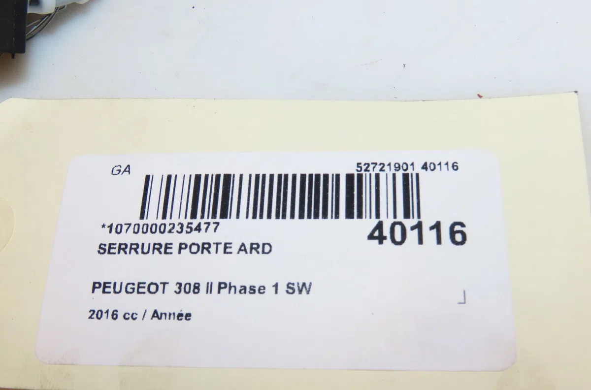 Serrure porte ard Peugeot 308 SW II (LC_, LJ_, LR_, LX_, L4_) 1.2 thp 130 (2014-2021) occasion