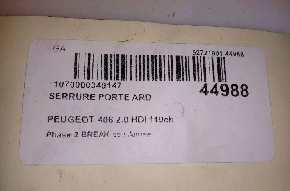 Serrure porte ard Peugeot 406 Break (8E-F) 2.0 hdi 110 (1999-2004) 5 portes occasion